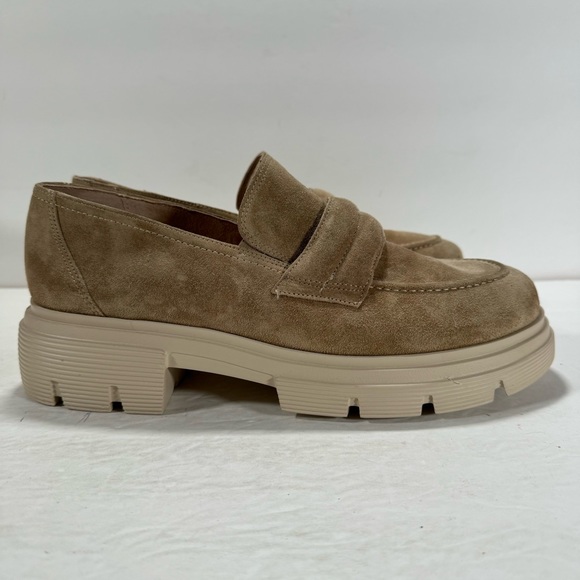 Paul Green Super Soft Beige Suede Lug Sole Platform Loafers Women’s Size 10 - Picture 4 of 11
